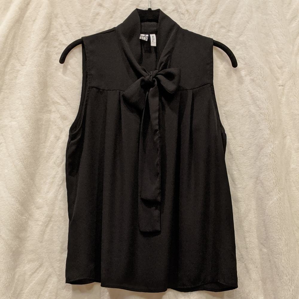 Black Bow-Neck Blouse